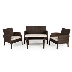 Greenfingers Carolina Rattan 2 Chair & Sofa 80cm Rectangular Lounge Set