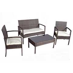 Greenfingers Jersey Rattan Sofa & 2 Chairs 85cm Rectangular Lounge Set