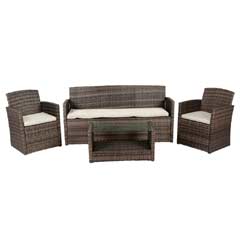 Greenfingers Moncafa Rattan Sofa & 2 Armchair Garden Set with Coffee Table