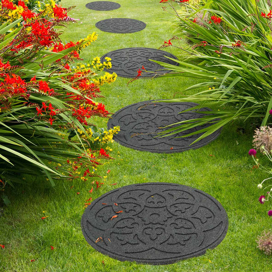 Greenfingers Recycled Rubber Scroll Stepping Stone - Grey