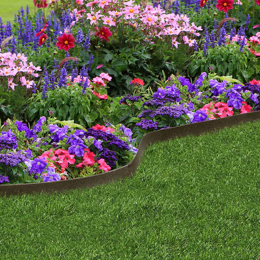 6m Recycled Rubber Flexible Lawn Edging -  Border Thinline - H9cm
