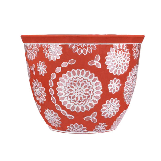 Greenfingers Chengdu Planter - Terracotta with White - 40cm