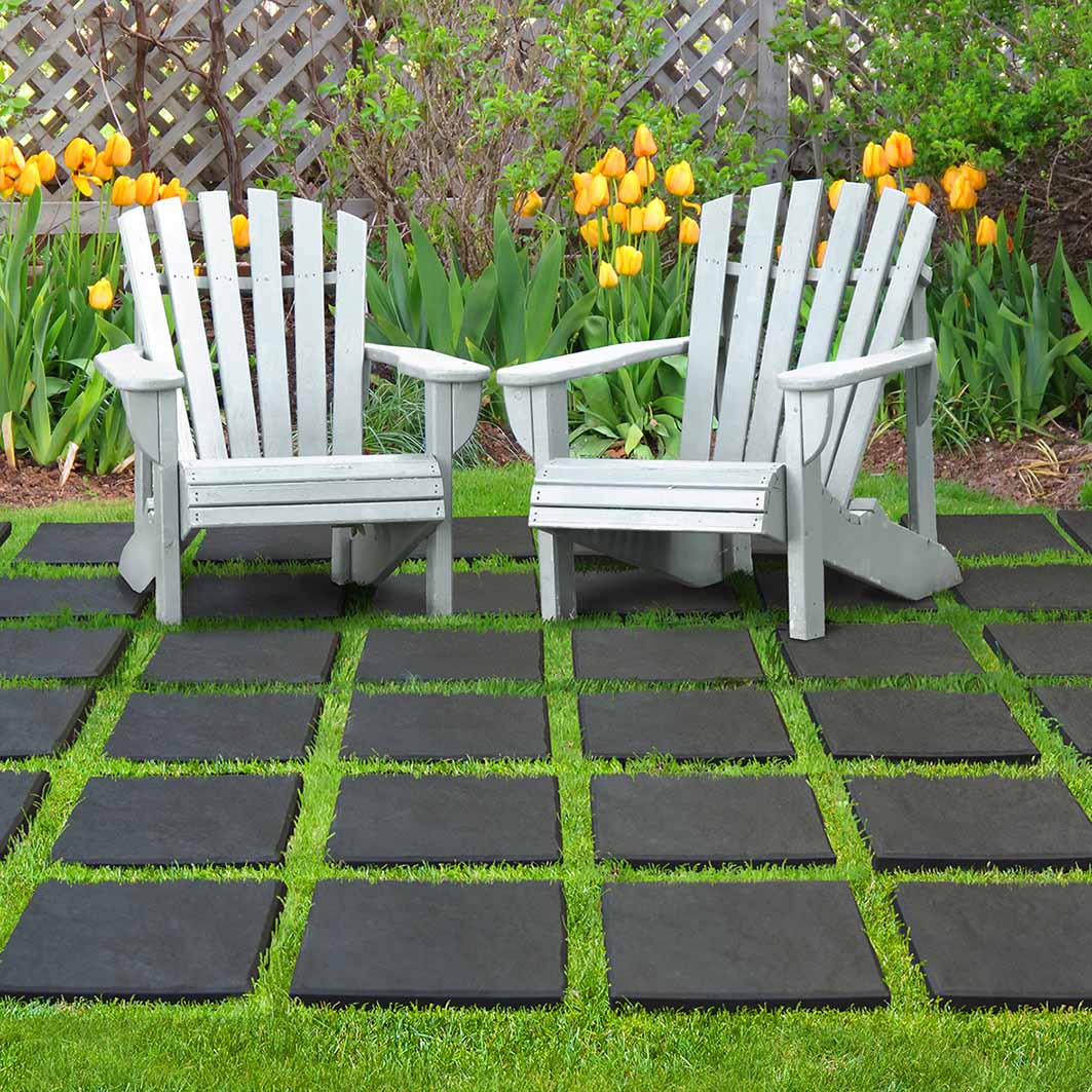 Greenfingers Recycled Rubber Stomp Stepping Stone - Slate 