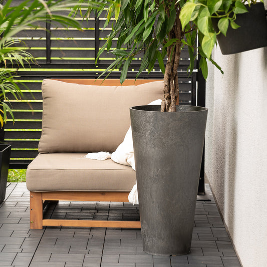 Tierra Verde Concerto Planter - Steel Grey - W36cm x D36cm x H66cm