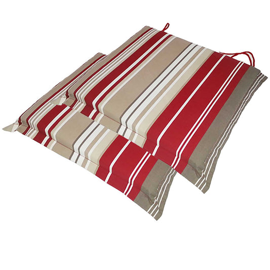 Ellister Square Carver Seat Cushion 2 Pack - Bordeaux Stripe - 46cm x 45cm