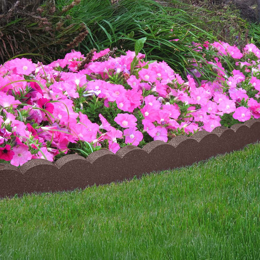1.2m Recycled Rubber Lawn Edging - Flexi Curve Scallop - H10cm