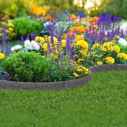 1.2m Recycled Rubber Lawn Edging - Ultra Curve Border Stone - H9cm