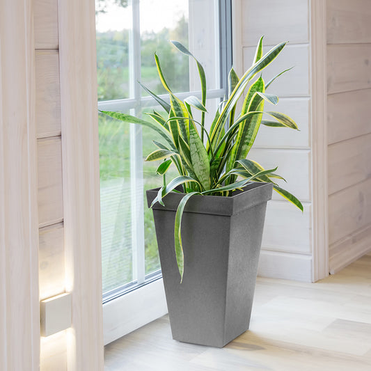 Tierra Verde Symphony Recycled Rubber Planter - 50cm - Steel Grey 